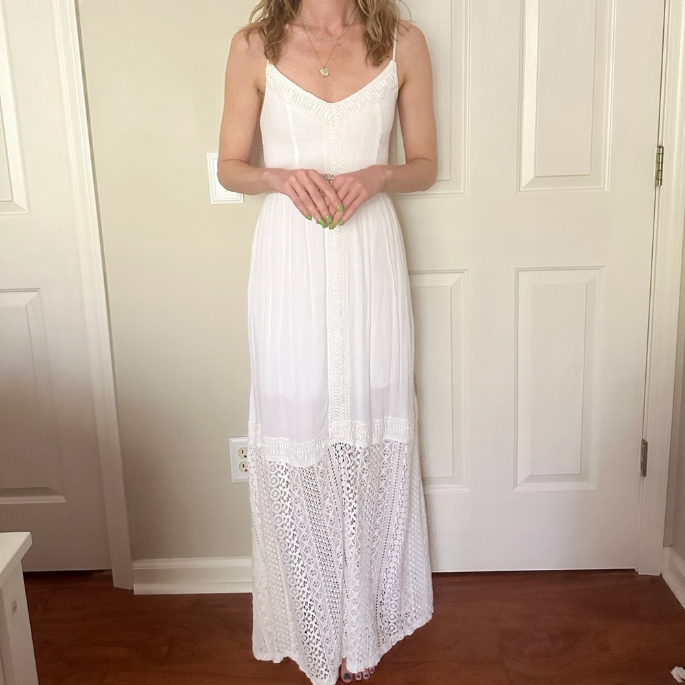 Abercrombie & Fitch White Spaghetti Strap Maxi Dress
